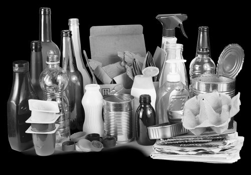 Business employees managing waste in a modern office