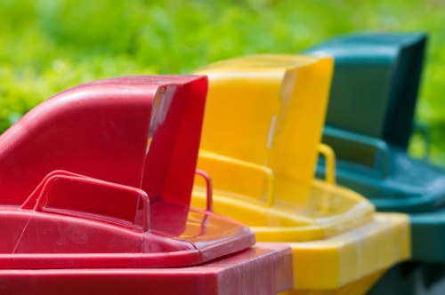 Professional team sorting garage items